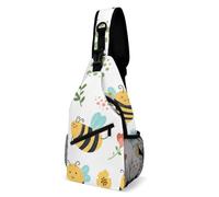 Cmagnifico Bolsa cruzada, bolsa de pecho con flores de abeja, bolsa bandolera para viajes, compras, deportes, Estilo:, 38x20cm