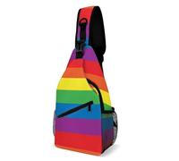 Cmagnifico Bolsa cruzada, bolsa de pecho del alfabeto de lenguaje de signos, bolsa bandolera para viajes, compras, deportes, Rainbow Peace Love, 38x20cm