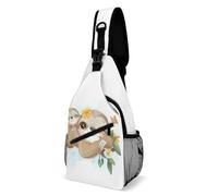 Cmagnifico Bolsa cruzada, bolsa de pecho del alfabeto de lenguaje de signos, bolsa bandolera para viajes, compras, deportes, Adorable perezoso pequeño, 38x20cm
