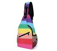 Cmagnifico Bolsa cruzada, bolsa de pecho del alfabeto de lenguaje de signos, bolsa bandolera para viajes, compras, deportes, Líneas horizontales a rayas de color arcoí, 38x20cm