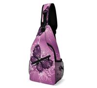 Cmagnifico Bolsa cruzada, bonita bolsa de pecho de gato de dibujos animados, bolsa bandolera para viajes, compras, deportes, Arte de mariposa morada, 38x20cm