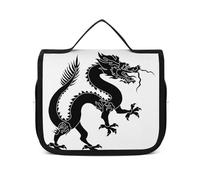 Cmagnifico Bolsa de aseo colgante, divertida bolsa de aseo con forma de mariquita, bolsa de maquillaje para viajes, negocios, vacaciones, negro - dragón, 22.5x18.5cm