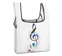 Cmagnifico Bolsa de compras plegable, con notas musicales coloridas, reutilizable, bolsa de comestibles, bolsa de mano lavable para uso diario, bolsas de viaje, Notas de música coloridas., Talla única