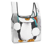 Cmagnifico Bolsa de compras plegable, con notas musicales coloridas, reutilizable, bolsa de comestibles, bolsa de mano lavable para uso diario, bolsas de viaje, Lindo pingüino., Talla única