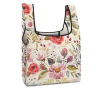 Cmagnifico Bolsa de compras plegable, con notas musicales coloridas, reutilizable, bolsa de comestibles, bolsa de mano lavable para uso diario, bolsas de viaje, Flores de amapolas de acuarela, Talla
