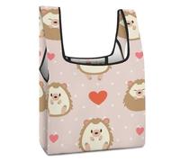 Cmagnifico Bolsa de compras plegable, con notas musicales coloridas, reutilizable, bolsa de comestibles, bolsa de mano lavable para uso diario, bolsas de viaje, Lindo erizo de dibujos animados, Talla