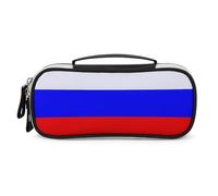 Cmagnifico Bolsa de cosméticos portátil de poliuretano, bolsa de papelería con bandera rusa utilizada como estuche para lápices para oficina y escuela, bolsa de viaje de negocios o caja de