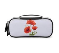 Cmagnifico Bolsa de cosméticos portátil de poliuretano, bolsa de papelería de amapolas rojas, se utiliza como estuche para lápices para oficina y escuela, bolsa de viaje de negocios o caja de
