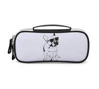 Cmagnifico Bolsa de cosméticos portátil de poliuretano, bolsa de papelería de bulldog francés, se utiliza como estuche para lápices para oficina y escuela, bolsa de viaje de negocios o caja de