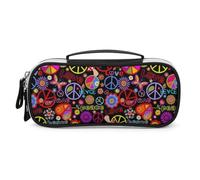 Cmagnifico Bolsa de cosméticos portátil de poliuretano, bolsa de papelería de paz y amor, se utiliza como estuche para lápices para oficina y escuela, bolsa de viaje de negocios o caja de herramientas