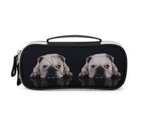 Cmagnifico Bolsa de cosméticos portátil de poliuretano para bolígrafos, bolsa de papelería divertida para perros bulldog utilizada como estuche para lápices para oficina y escuela, bolsa de viaje de