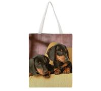 Cmagnifico Bolsa de lona con cabeza de calavera de gato, tablero de bruja, bolso de mano gótico negro, bolsa de hombro para mujer, trabajo diario, Lindo perro salchicha, 38x46cm