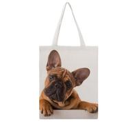 Cmagnifico Bolsa de lona para mujer, bonita bolsa de mano de erizo, bolsa de hombro para mujer, para el trabajo y uso diario, Pata y perro de bulldog francés, 38x46cm