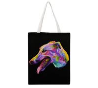Cmagnifico Bolsa de lona para mujer, diseño de mariposas, color rosa brillante, para el trabajo, uso diario, Colorido perro galgo, 38x46cm