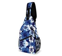 Cmagnifico Bolso cruzado, bolsa de pecho mexicana Dia De Muertos, bolsa bandolera para viajes, compras, deportes, Flor de hibisco azul, 38x20cm