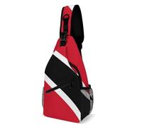 Cmagnifico Bolso cruzado, diseño de hojas tropicales hawaianas, bolsa de pecho, bolsa bandolera para viajes, compras, deportes, Bandera de Trinidad y Tobago, 38x20cm