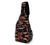 Cmagnifico Bolso cruzado, Zombies Dead Men Walking Body at Night Bolsa de pecho para viajes, compras, deportes, I Love My Dog Dachshunds, 38x20cm