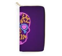 Cmagnifico Cartera de cuero, calavera de Dia De Los Muertos, tamaño pequeño y gran capacidad, fácil de transportar, Estilo-3, 19.7x10.5cm, Moderno