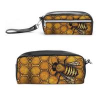 Cmagnifico Estuche de cuero para lápices, bolsa de papelería de abeja para oficina y escuela, bolsa de viaje de negocios o caja de herramientas pequeña, bolsa de maquillaje, Estilo:, 20*10*5.5cm,
