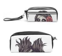 Cmagnifico Estuche de cuero para lápices, bolsa de papelería de calavera para oficina y escuela, bolsa de viaje de negocios o caja de herramientas pequeña, bolsa de maquillaje, Estilo:, 20*10*5.5cm,