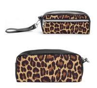 Cmagnifico Estuche de cuero para lápices, bolsa de papelería de guepardo para oficina y escuela, bolsa de viaje de negocios o pequeña caja de herramientas, bolsa de maquillaje, Estilo:, 20*10*5.5cm,