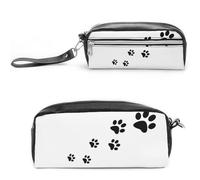 Cmagnifico Estuche de cuero para lápices, estampado de huellas de animales, bolsa de papelería utilizada como estuche para oficina y escuela, bolsa de viaje de negocios o caja de herramientas pequeña,