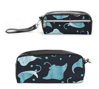 Cmagnifico Estuche de cuero para lápices, manta Ray y bolsa de papelería de pescado, utilizado como estuche para oficina y escuela, bolsa de viaje de negocios o caja de herramientas pequeña, bolsa de