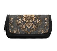 Cmagnifico Estuche de doble capa, bolsa de papelería GorillaStationery utilizada como estuche para lápices, Paisley rococó floral con dorado, One Size, Estuche para lápices