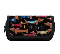 Cmagnifico Estuche de doble capa con texto en inglés "I Love My Dog" DachshundsStationery Bag Used As Pencil Case for Office and School, Business Travel Bag o Small Tool Box, Girls Makeup Bag,