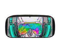 Cmagnifico Estuche de poliuretano, bolsa de papelería Rock and Roll Skullutilizada como estuche para lápices para oficina y escuela, bolsa de viaje de negocios o caja de herramientas pequeña, bolsa de