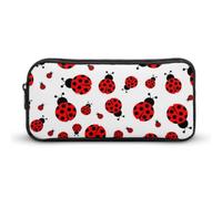 Cmagnifico Estuche para lápices, bolsa de papelería de gato de hilo, bolsa de viaje de negocios o caja de herramientas pequeña, bolsa de maquillaje para niñas, Patrón de mariquitas infinito moteado
