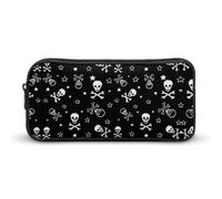 Cmagnifico Estuche para lápices, bolsa de papelería estilo sushi, bolsa de viaje de negocios o caja de herramientas pequeña, bolsa de maquillaje para niñas, Calavera y huesos cruzados, 22*12*5cm