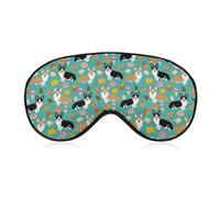 Cmagnifico Máscara de ojos de tela suave, bonita máscara de dormir de corgi, máscara de ojos para dormir con diadema ajustable para hombres y mujeres