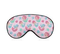 Cmagnifico Máscara de ojos de tela suave, hermoso patrón de sirena, máscara de ojos para dormir con diadema ajustable para hombres y mujeres