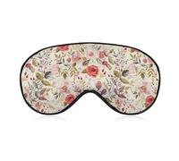 Cmagnifico Máscara de ojos de tela suave, máscara de dormir con flores de amapolas en acuarela, máscara para dormir con diadema ajustable para hombres y mujeres