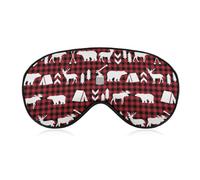 Cmagnifico Máscara de ojos de tela suave, máscara de dormir de Navidad a cuadros de búfalo, máscara de ojos para dormir con diadema ajustable para hombres y mujeres