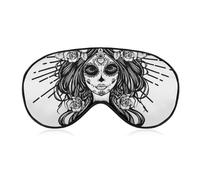 Cmagnifico Máscara de ojos de tela suave, máscara de sueño de calavera de Día de los Muertos, máscara de ojos para dormir con diadema ajustable para hombres y mujeres