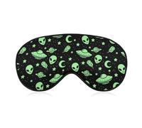 Cmagnifico Máscara de ojos de tela suave, máscara de sueño OVNI de luna alienígena verde, máscara de ojos para dormir con diadema ajustable para hombres y mujeres