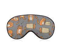 Cmagnifico Máscara de ojos de tela suave, máscara para dormir con diseño de gatos, color naranja, máscara para dormir con diadema ajustable para hombres y mujeres