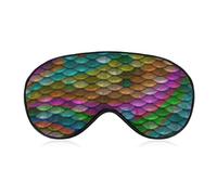 Cmagnifico Máscara de ojos de tela suave, máscara para dormir con escamas de pez arcoíris, máscara de ojos para dormir con diadema ajustable para hombres y mujeres