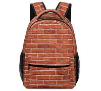 Cmagnifico Mochila casual de tela Oxford duradera, mochila con textura de pared de ladrillo rojo, bolsa universitaria para niños, niñas, viajes, deportes
