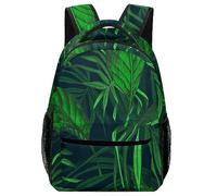 Cmagnifico Mochila casual de tela Oxford duradera, mochila verde con plantas tropicales de la selva, bolsa universitaria para niños, niñas, viajes, deportes