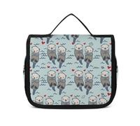 Cmagnifico Neceser colgante con diseño de dinosaurios jurásicos, bolsa de maquillaje para viajes, negocios, vacaciones, Sea Otter in Love, 22.5x18.5cm