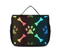 Cmagnifico Neceser colgante con diseño de gato siamés en la pared, bolsa de maquillaje para viajes, negocios, vacaciones, Huesos y patas de colores, 22.5x18.5cm