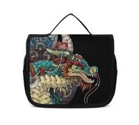 Cmagnifico Neceser colgante de mármol verde azulado, bolsa de maquillaje para viajes, negocios, vacaciones, Dragón mítico, 22.5x18.5cm