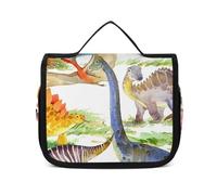 Cmagnifico Neceser colgante de mármol verde azulado, bolsa de maquillaje para viajes, negocios, vacaciones, Dragón dinosaurio, 22.5x18.5cm
