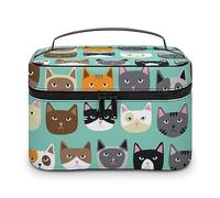 Cmagnifico Neceser de viaje de piel para mujer, que brilla en la oscuridad, constelaciones medianoche, neceser de viaje, Lindas caras de gato, 25x18x15cm