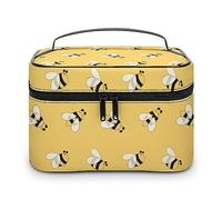 Cmagnifico Neceser de viaje de piel para mujer, que brilla en la oscuridad, constelaciones medianoche, neceser de viaje, Linda abeja, 25x18x15cm