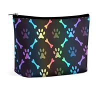 Cmagnifico Neceser portátil con cremallera para uso diario, viajes, color oro rosa y gris mármol, Huesos y patas de colores, Talla única