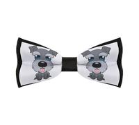 Cmagnifico Pajarita preatada para hombre, diseño de girasoles de primavera, flores retro, corbatín ajustable para fiestas, Lindo perro Schnauzer, Taille unique